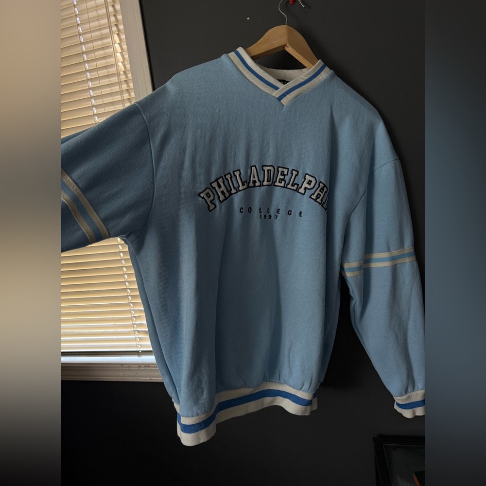 Boohoo Mens Light Blue Crewneck Sweater
